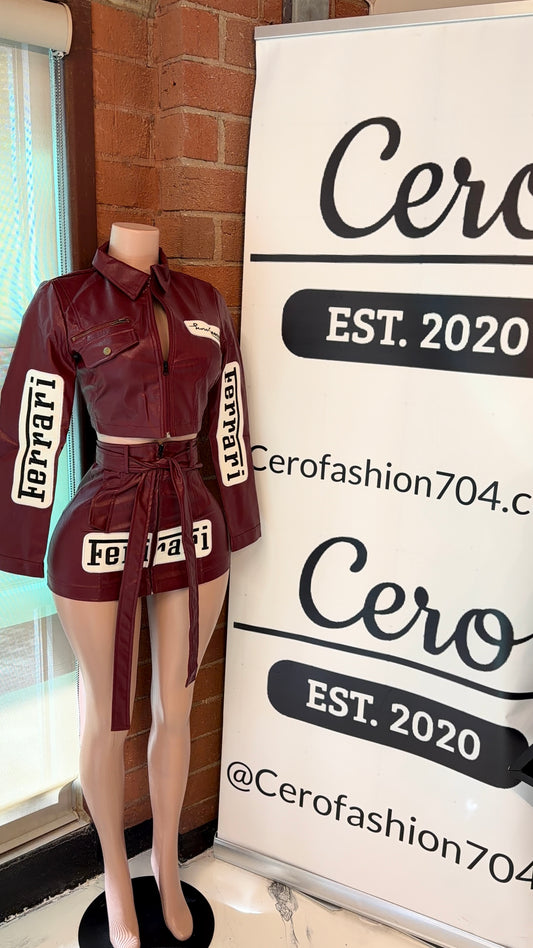 FERRARI LEATHER SKIRT SET